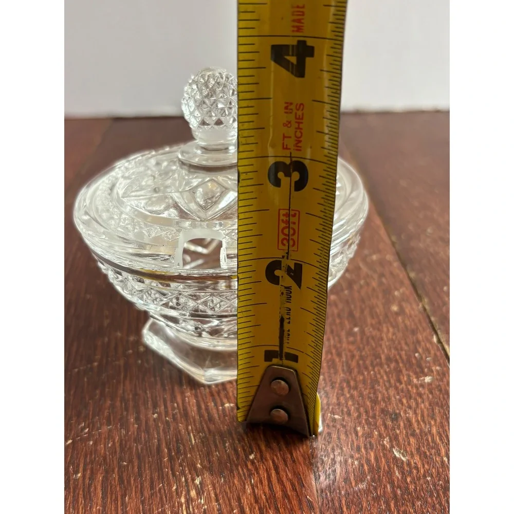 Imperial Glass Cape Cod Clear Pressed Glass Jam Mustard Jar with Lid Vintage